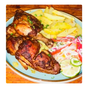 Grilled half Chicken Served with Salad and Chips